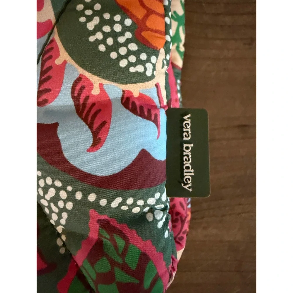 Vera Bradley Triple Zip Hipster Crossbody Bag Quilted Paisley Floral Green Pink